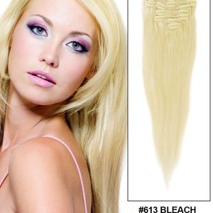 Straight Hair Extensions 26" #613 Bleach Blonde